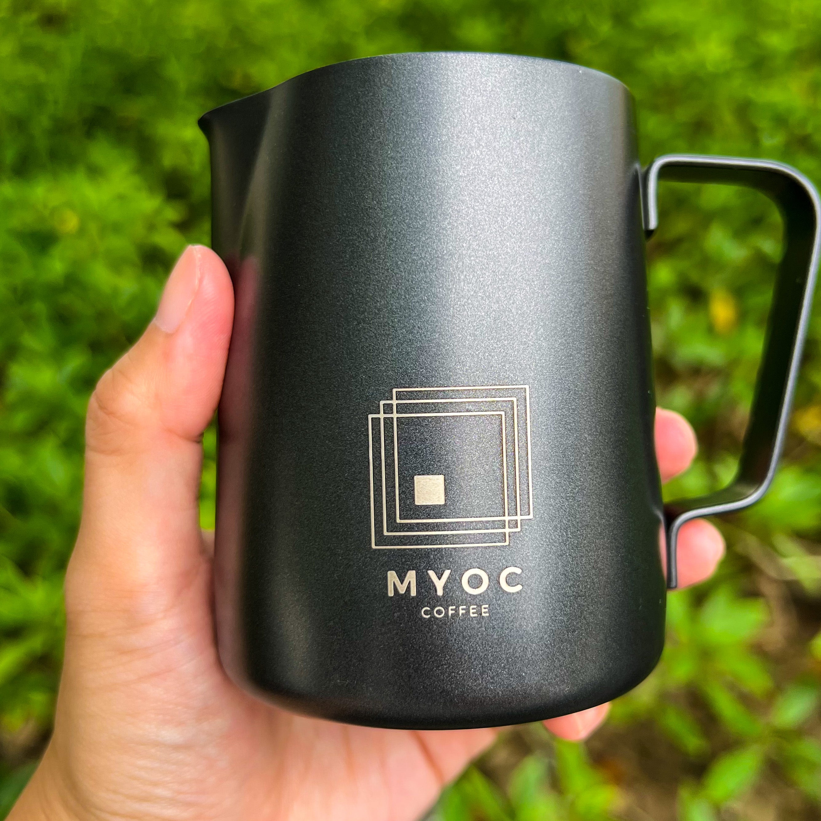 MYOC 自家設計 拉花杯 350ML 兩色 啞光黑色 銀色